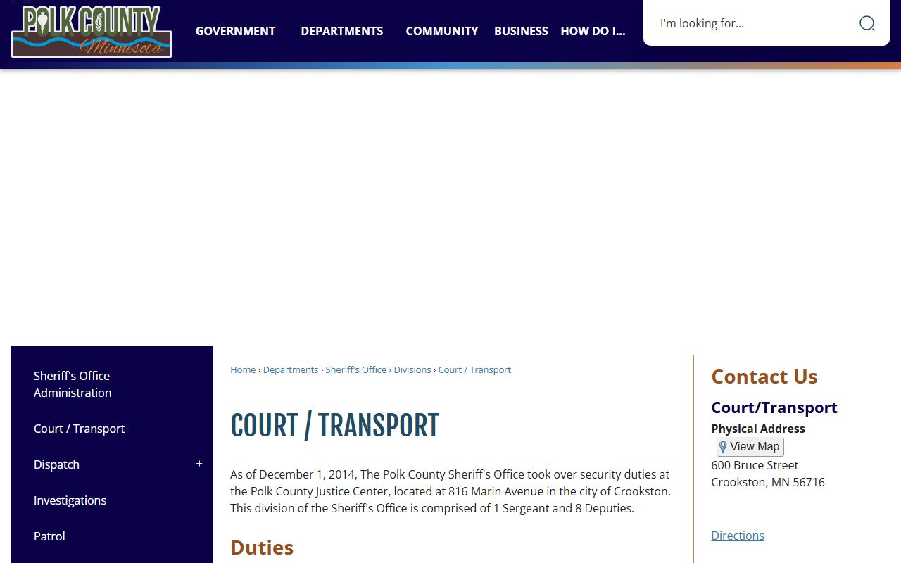 Polk County Court Administrator court transport and security