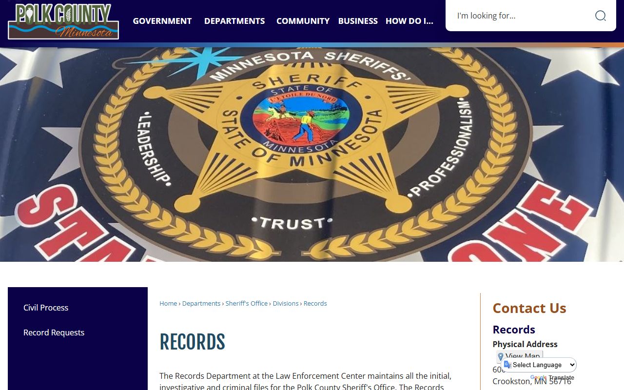 Polk County arrest records sheriff records department