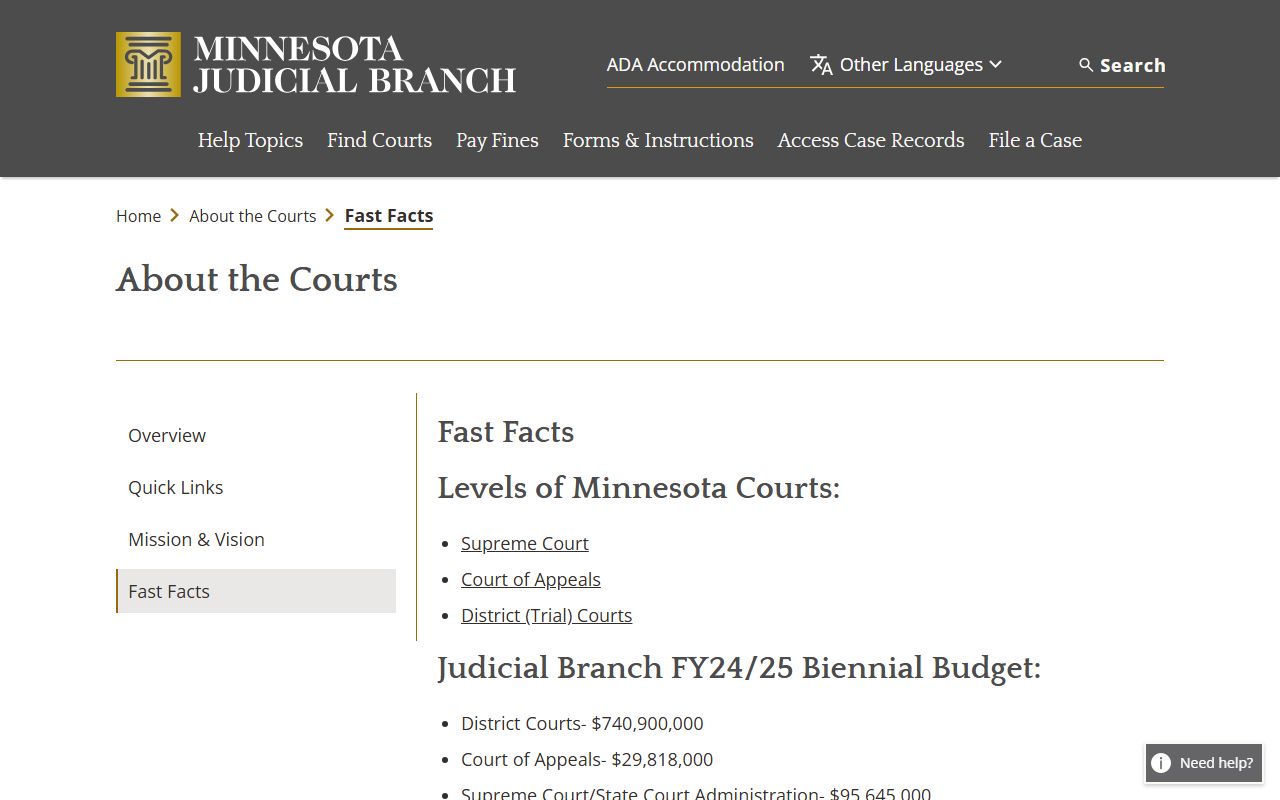 Polk County court dockets Minnesota courts fast facts