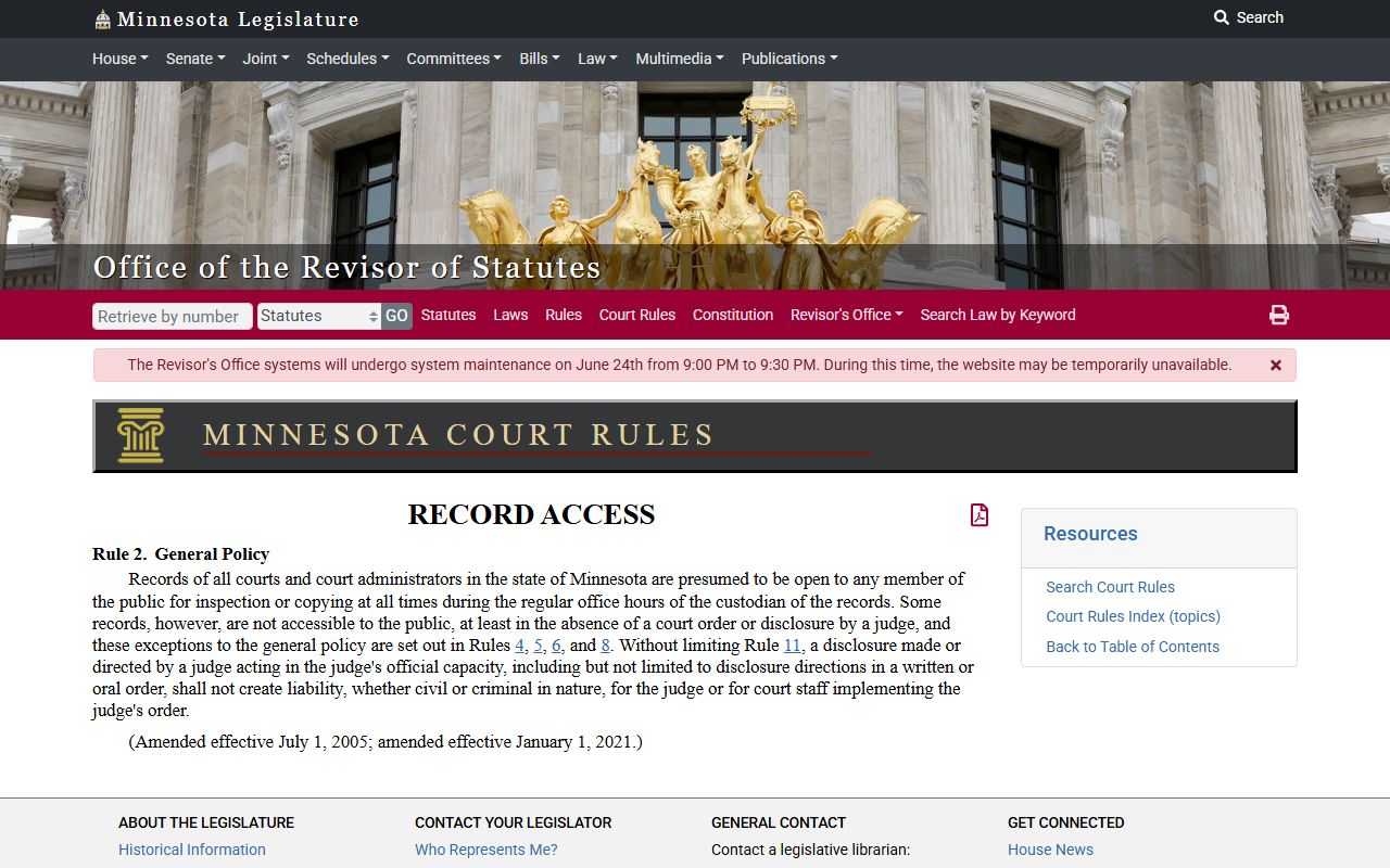 Polk County court records Minnesota Public Access Rule 2
