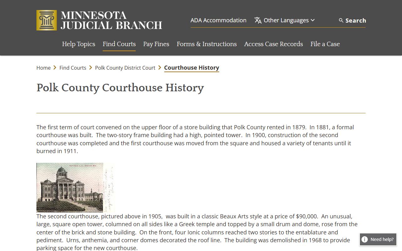 Polk County court records courthouse history