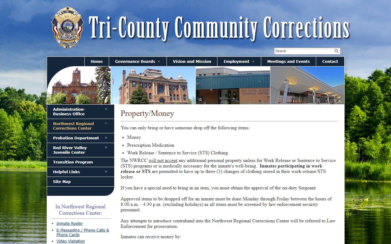 Polk County inmate records NWRCC property and money