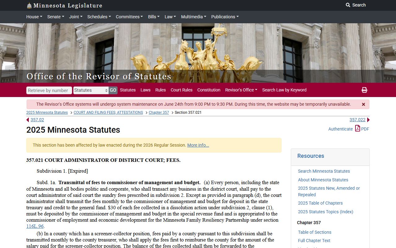 Polk County probate records court administrator fee statute